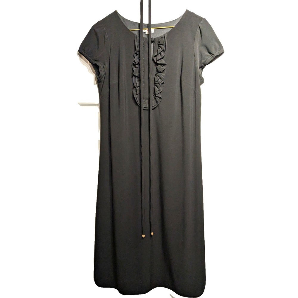Oc By Oc Womens Sz: 8 Ruffle Keyhole Cap Sleeve Stretch Lined Shift Dress W/ Tie